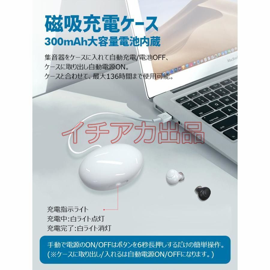送料無料ワイヤレス イヤホン型 USB充電式 集音器 両耳/片耳 超軽量 5