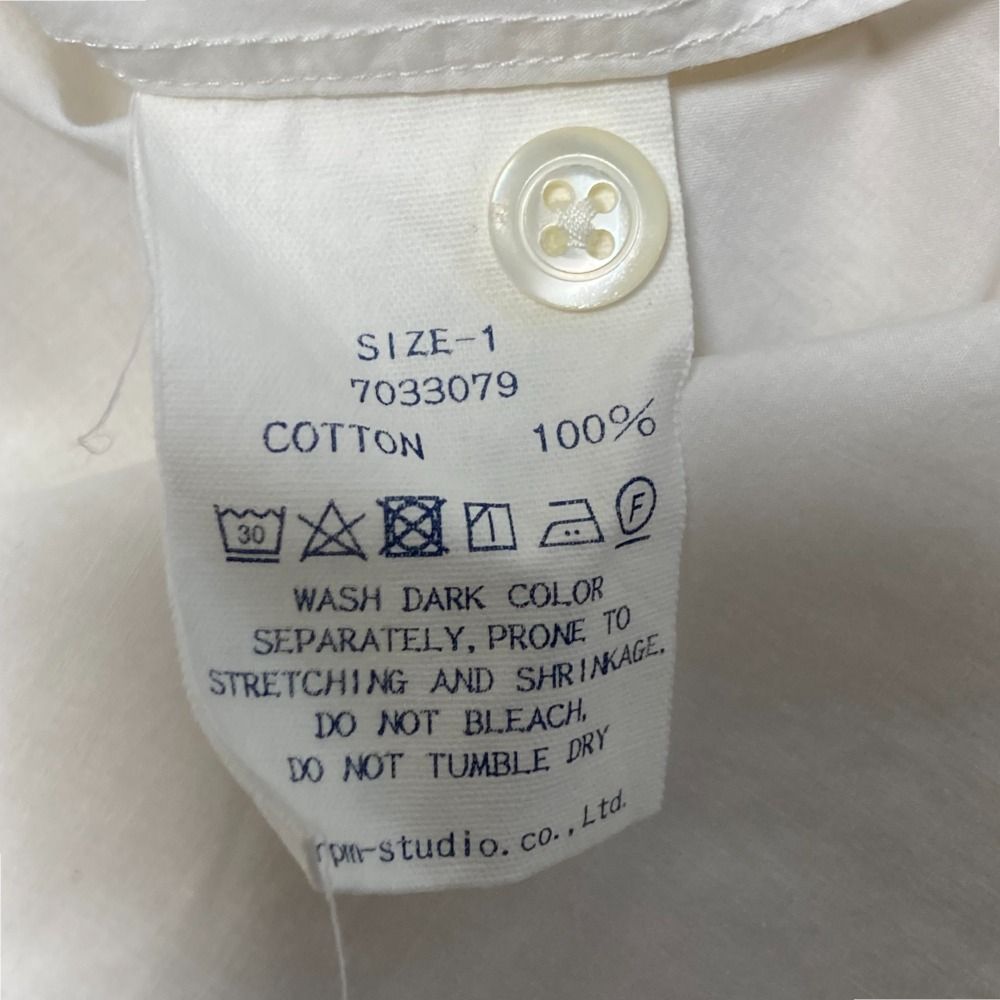 未使用タグ付　45R フォーティファイブアール　長袖シャツ　刺繍ロゴ　1 白 美品 45R フォーティファイブアール Yシャツ 長袖シャツ サイズ1