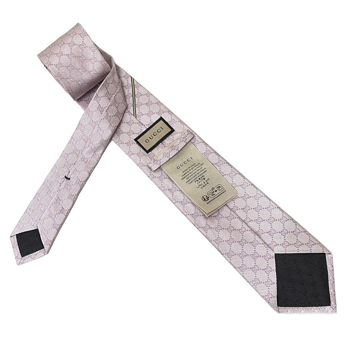GUCCI グッチ ネクタイ メンズ GG柄 456522 ピンク×シルバー 総柄