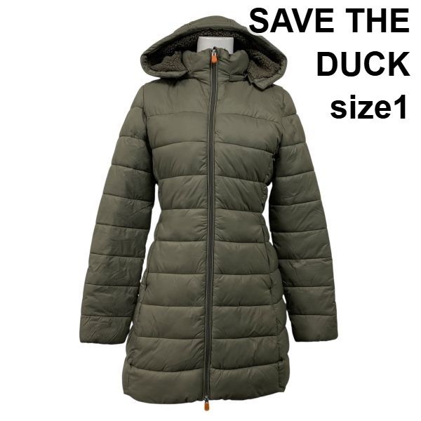 ◆ セーブザダック SAVE THE DUCK ジョアンヌ アニマルフリー パファージャケット キルティング カーキ 1 S 7号 レディース S5W306