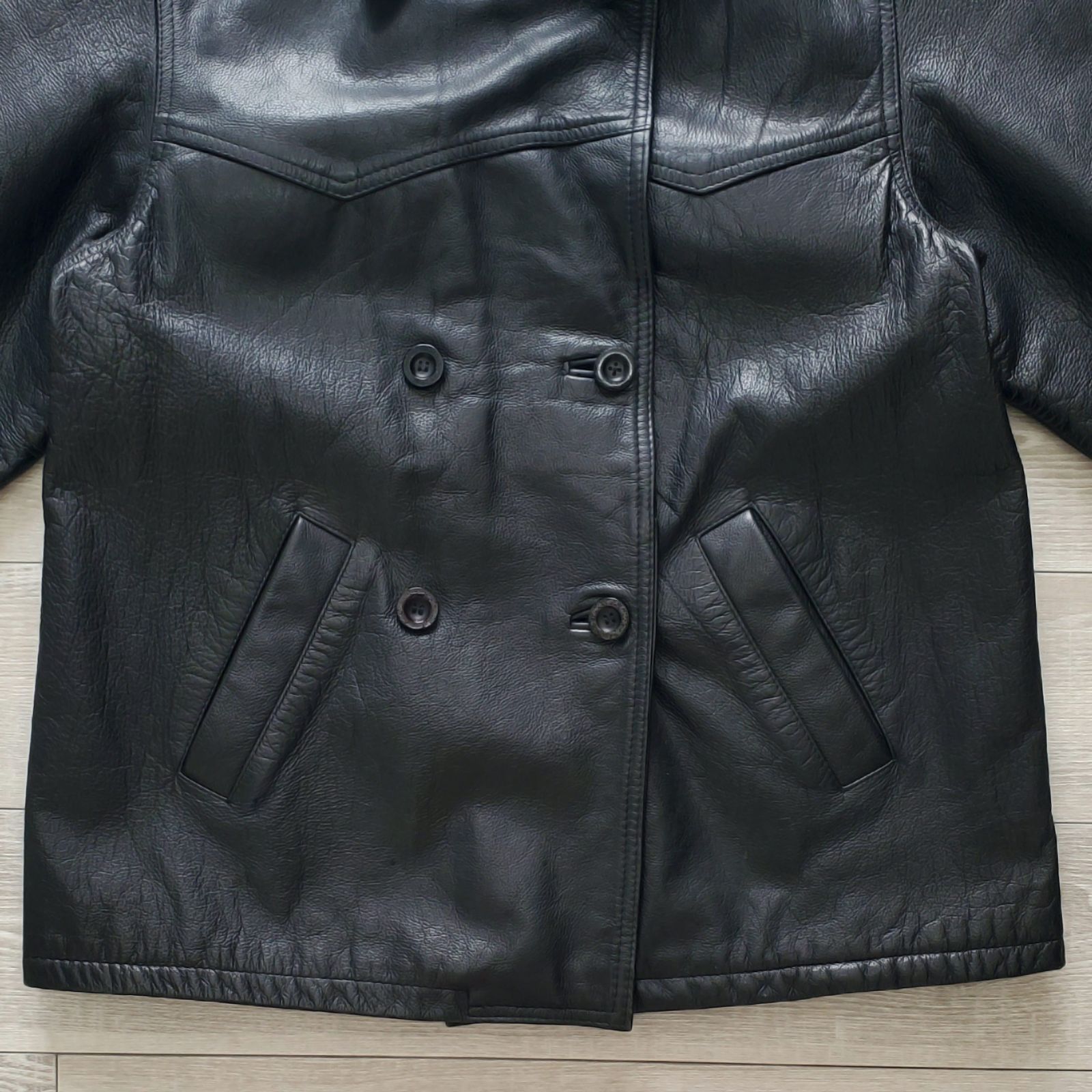 Euro vintage 1970-80s Leather Car Coat 古着 本革 ウエスタンヨーク