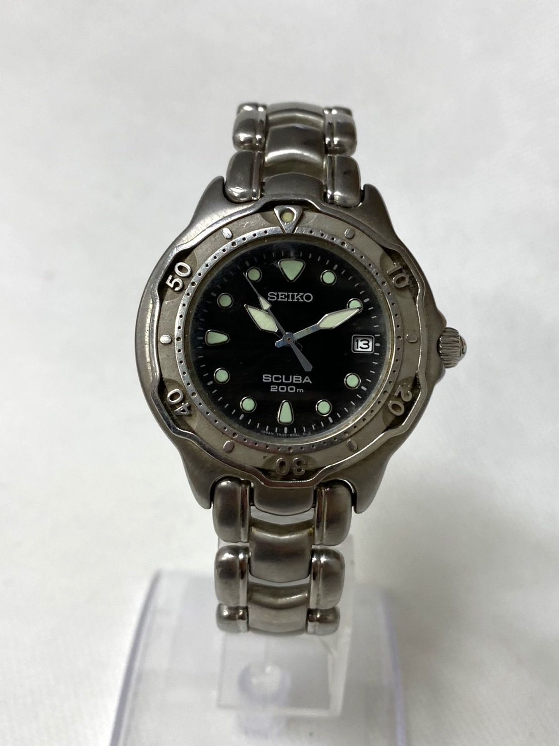 SEIKO セイコー SCUBA 7N35-6030 200m 腕時計 クォーツ メンズ デイト シェル文字盤 未稼働 yh040702