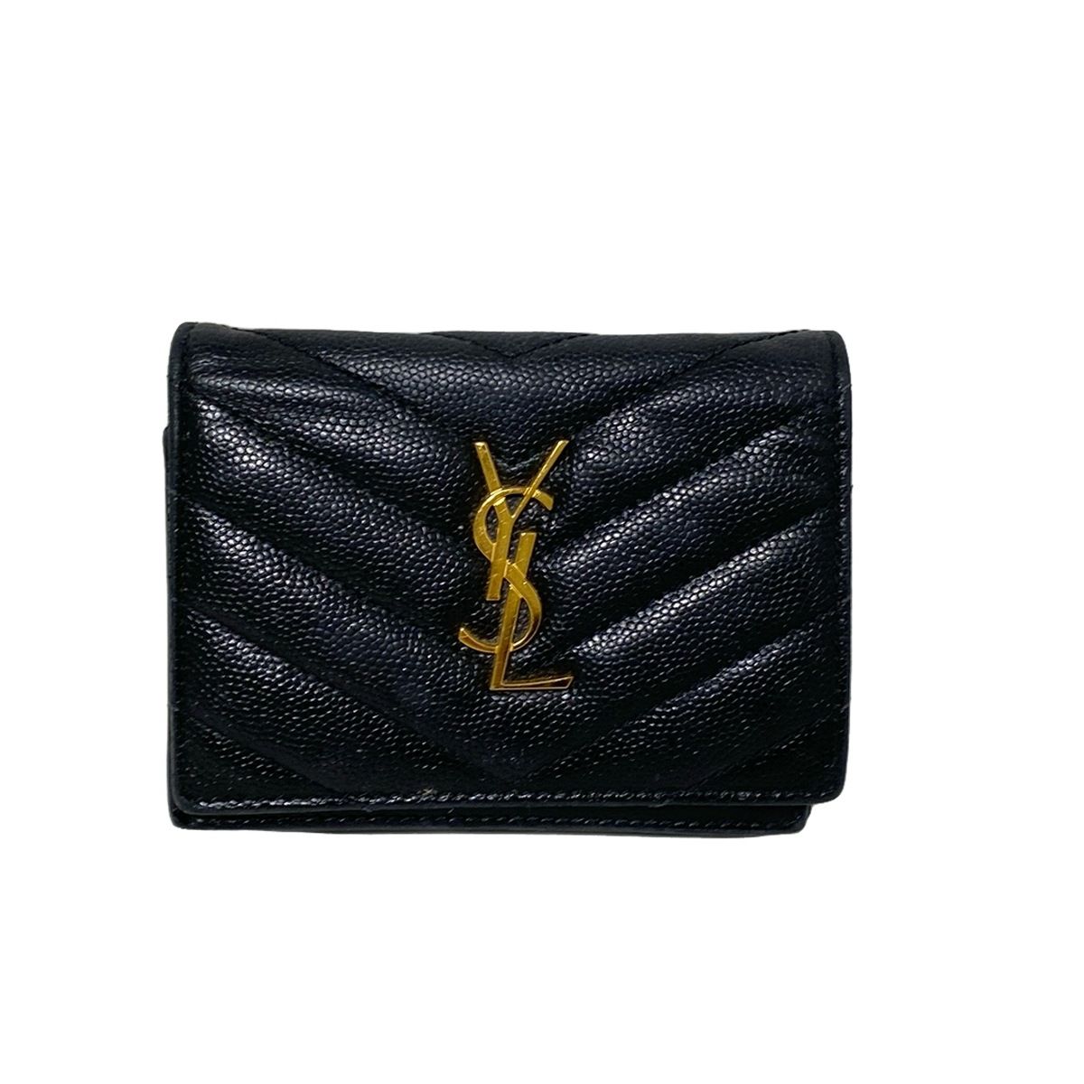 SAINT LAURENT PARIS(サンローランパリ) 2つ折り財布 - 530841 黒 キルティングステッチ/ゴールド金具 レザー - メルカリ