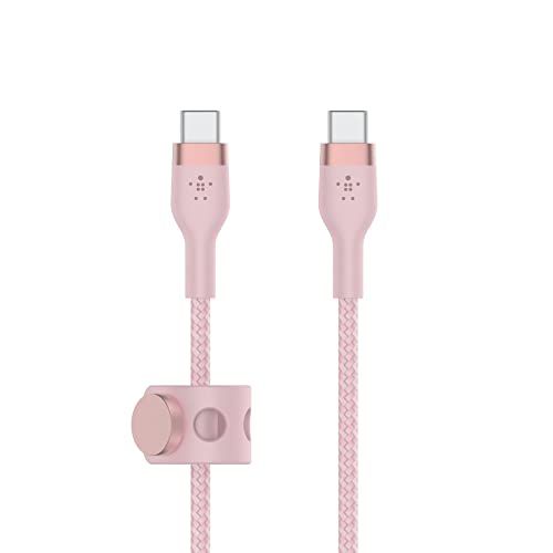 Belkin BoostCharge Pro Flex編組USB C充電ケーブル USB-IF認定のPower Delivery PDタイプC高速充電ケーブル iPhone 16 15 Galaxy S24 S23 MacBook Pro