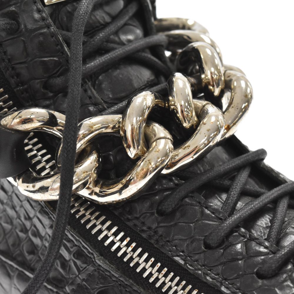 GIUSEPPE ZANOTTI (ジュゼッペ ザノッティ) チェーン装飾クロコ型押し 