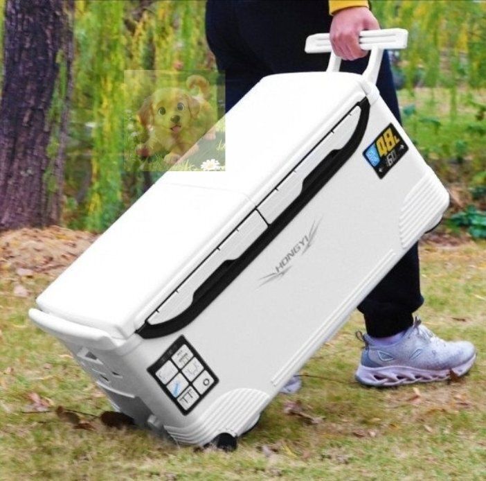 釣り用クーラーボックス 48L 大容量 座れる 耐久 頑丈 防水 サイドハンドル キャスター付き 保冷150時間 水栓付 ホワイト-ブラック
