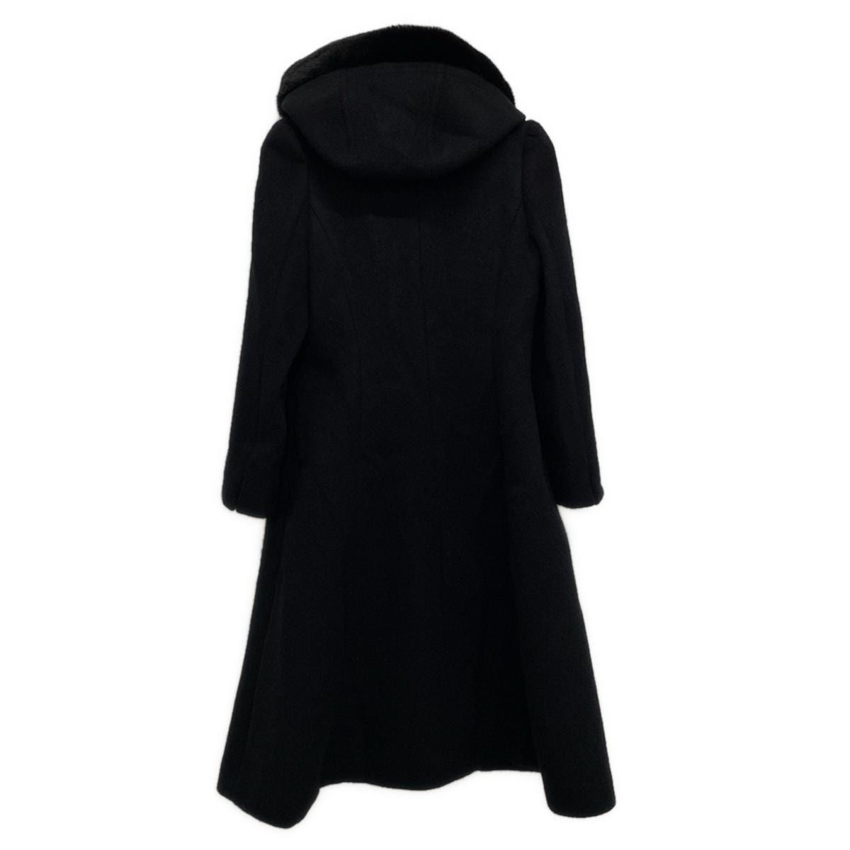 【美品】エムズグレイシー フード ロングダウンコート フェイクファー 黒 38 美品】エムズグレイシー フード ロングダウンコート フェイク