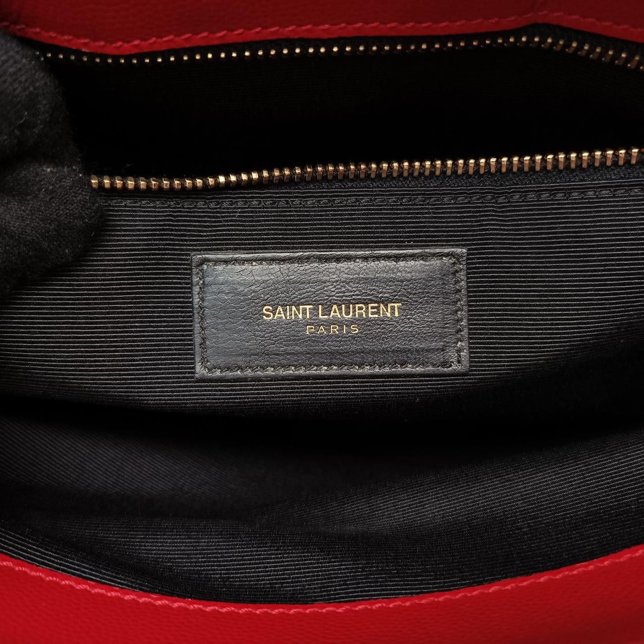 Laurentモノグラム チェーントートバッグレッドレザー342025PMR342025.1213