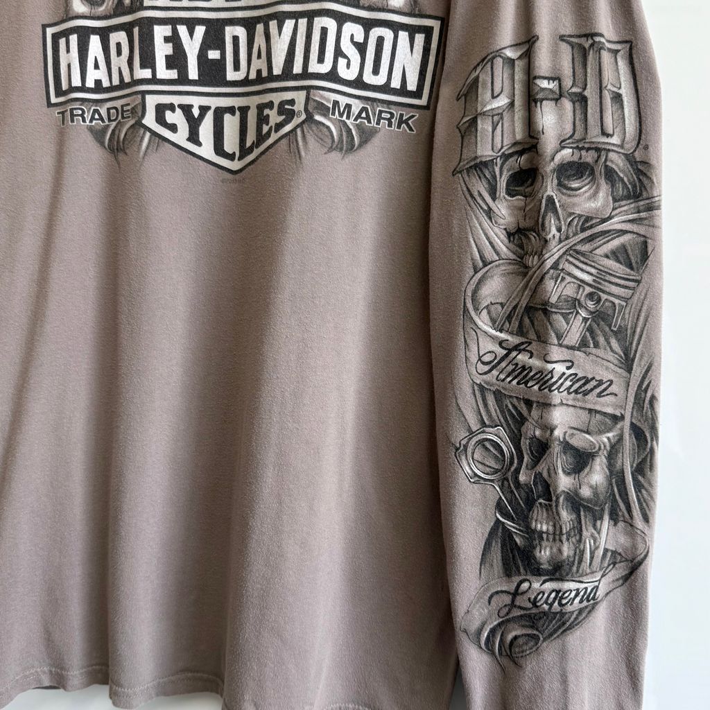HARLEY DAVIDSON ハーレーダビッドソン 全面プリント ドクロ ガイコツ
