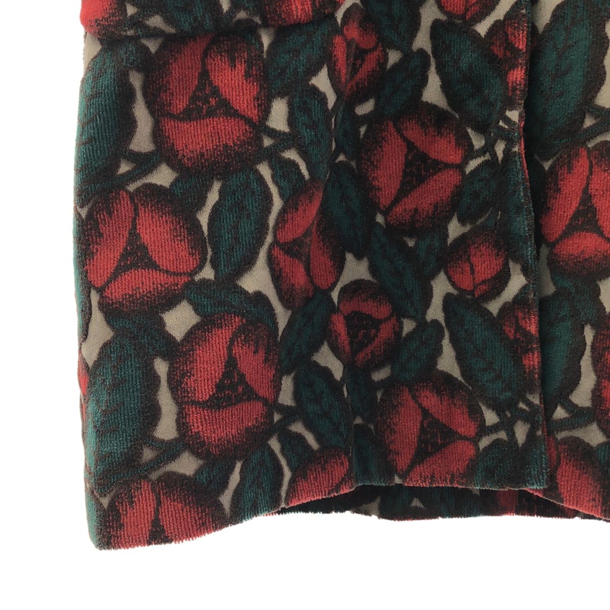 【正規品取扱店】 ! mina perhonen ミナペルホネン 2017AW jardin ジャルダン 花柄 パイル チェスターコート 38 レッド グリーン グレー レディース 全品送料無料！