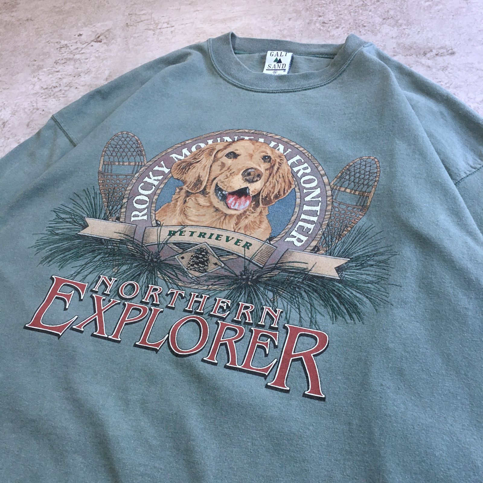 90s USA製 ROCKY MOUNTAIN FRONTIER Retriever Dog Printed Long