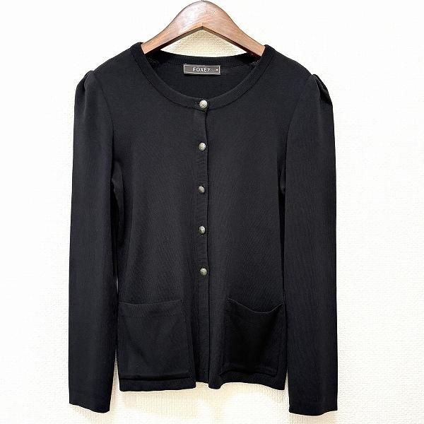 新品☆FOXEY カーディガン　アッパースタンダード38 黒フォクシー　ブラック FOXEY ブラック カーディガン 38
