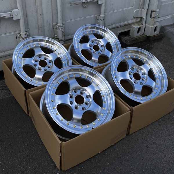 シンプルライフ シルバーマシン 数量 !! 15×7.0J 38 PCD100 114.3 4H- 8穴 15インチ ホイール 単品 4本セット 1台分価格 【特売バーゲン】