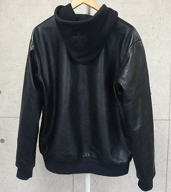銀座店 クロムハーツ レザーパーカー ホースシュー クロスパッチ