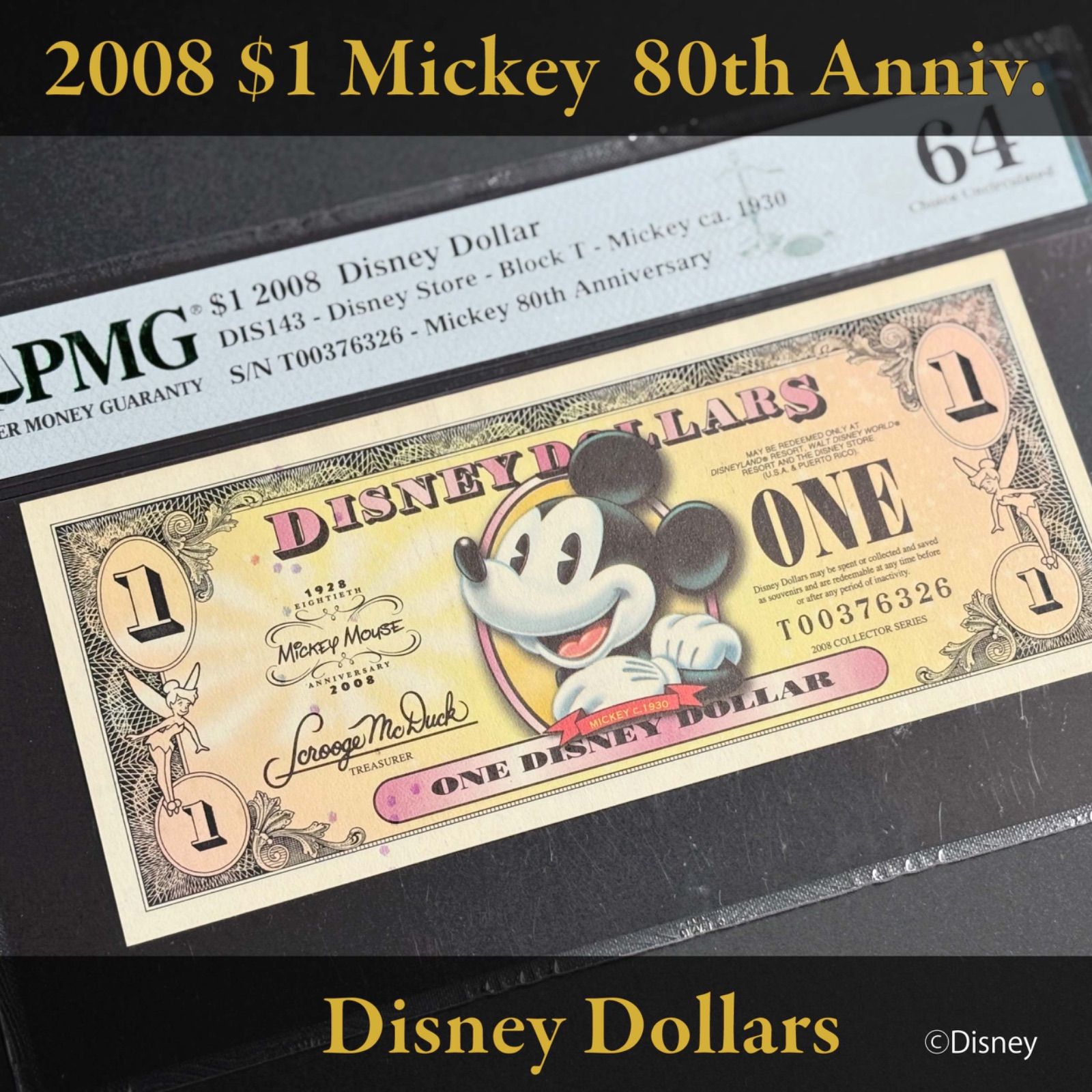 Disney ディズニーダラー　1ドル１枚＋5ドル１枚 ディズニーダラー（ディズニーダラー DISNEY DOLLARS 1ドル札 5