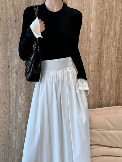 ニットトップス 気質 大人気 スリム ホーンスリーブ Tシャツ (T)