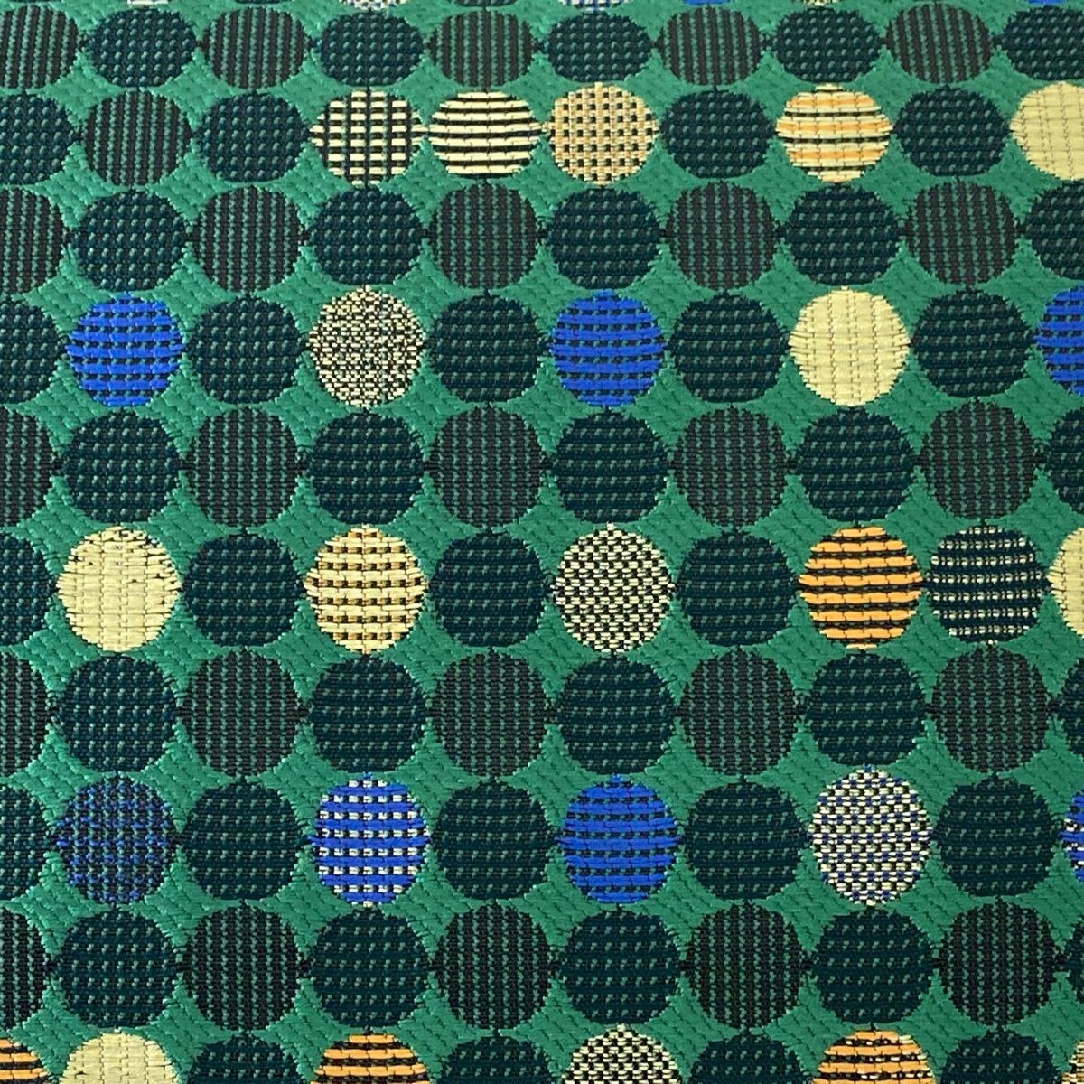 名古屋帯 秀品 八寸名古屋帯 松葉仕立て 丸文 緑 正絹