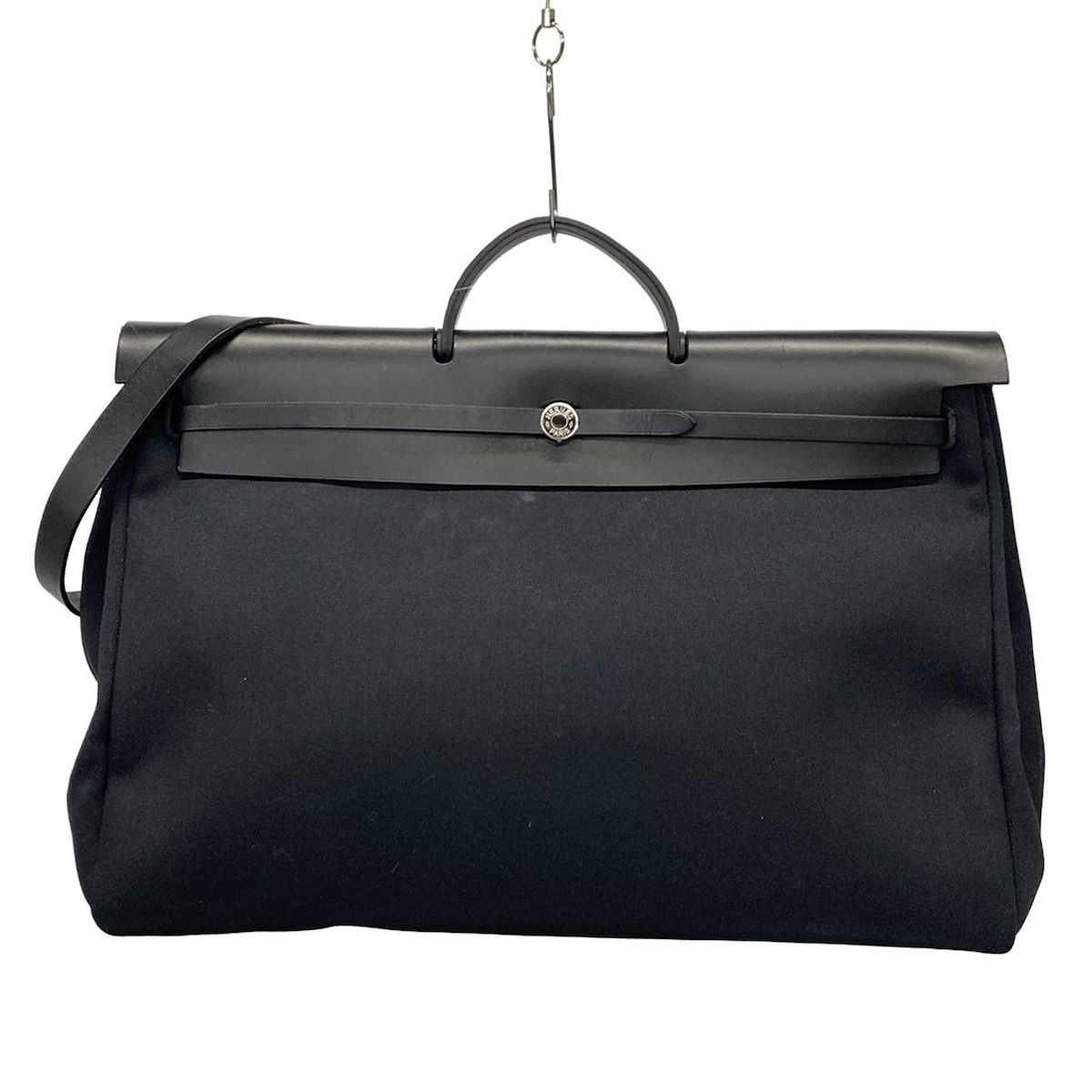 HERMES エルメス ハンドバッグ エールバッグジップキャビン 黒 内縫い|シルバー金具|イニシャル刻印