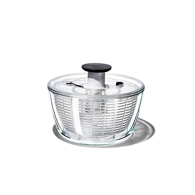 OXO オクソー サラダスピナー 野菜水切り器 ガラス サラダスピナー 4人以上 作り置き 27.3×27.3×16cm 食器洗い乾燥機 低温設定 可