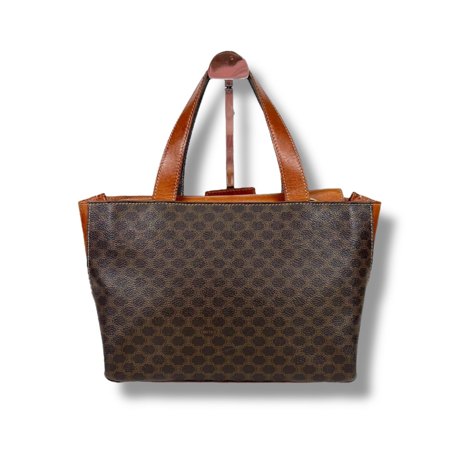 美品【CELINE】トートバッグ マカダム柄 バケツ型 PVC ブラック 【公式 