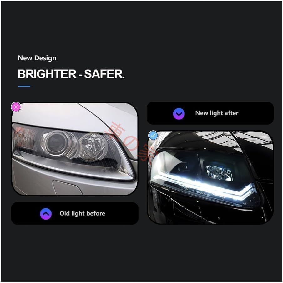 ヘッドランプ照明 AUDI A6 C6 2005-2012 A6L DRL ターンシグナル ハイビーム エンジェルアイ プロジェクターレンズ 自動車ヘッドライト照明アセンブリ ペア交換用 For 2005-2008 user