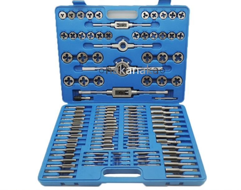 大好評 タップ-ダイスセット 110pcsセット 工具 ねじ切り加工 ネジ穴 ネジ山 補修 修正 DIY 大工用具 ブルー