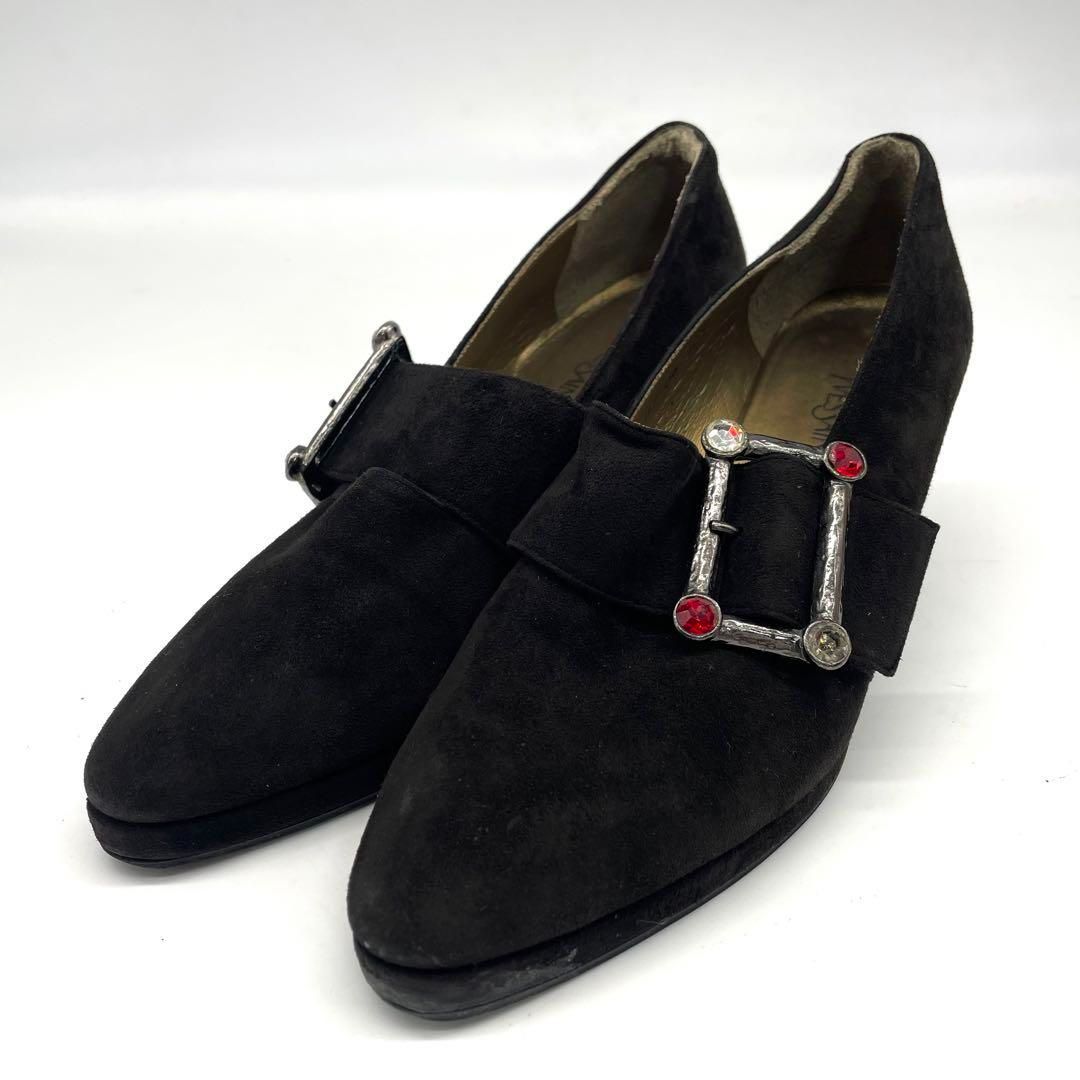Yves Saint Laurent イヴサンローラン パンプス ハイヒール 宝石 スエード ブラック 23.5㎝