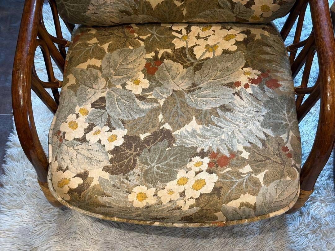 台湾製　ラタン　ヴィンテージ　籐　アームチェア　肘付き椅子　2脚セット SZ 台湾製 ラタン ヴィンテージ 籐 アームチェア 肘付き椅子 2脚