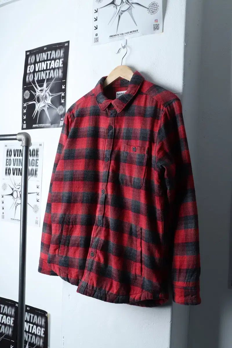 （ L ー XL ） Timberland(ティンバーランド) ジップアップ ウインドブレーカー ジャンパージャケット レッド チェック 起毛- 11965