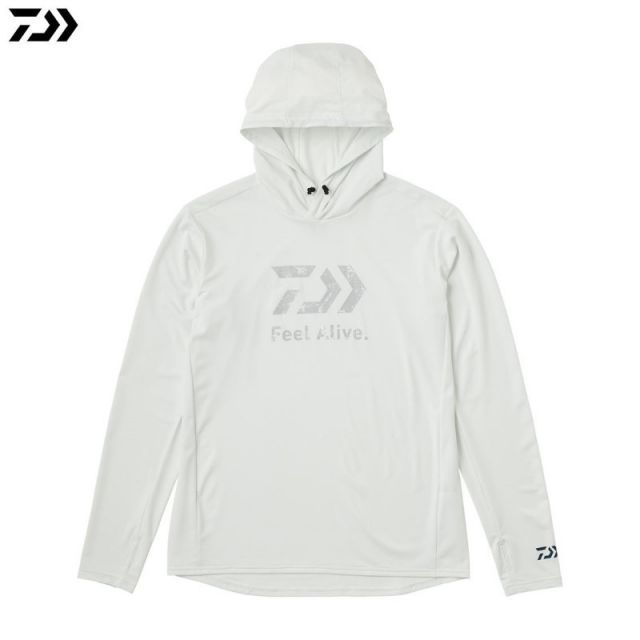 【新品未使用 釣りフェス】ダイワ Feel Alive パーカー ロンT ダイワ DE-3525 Feel Alive． ドライフーディ ホワイト XL