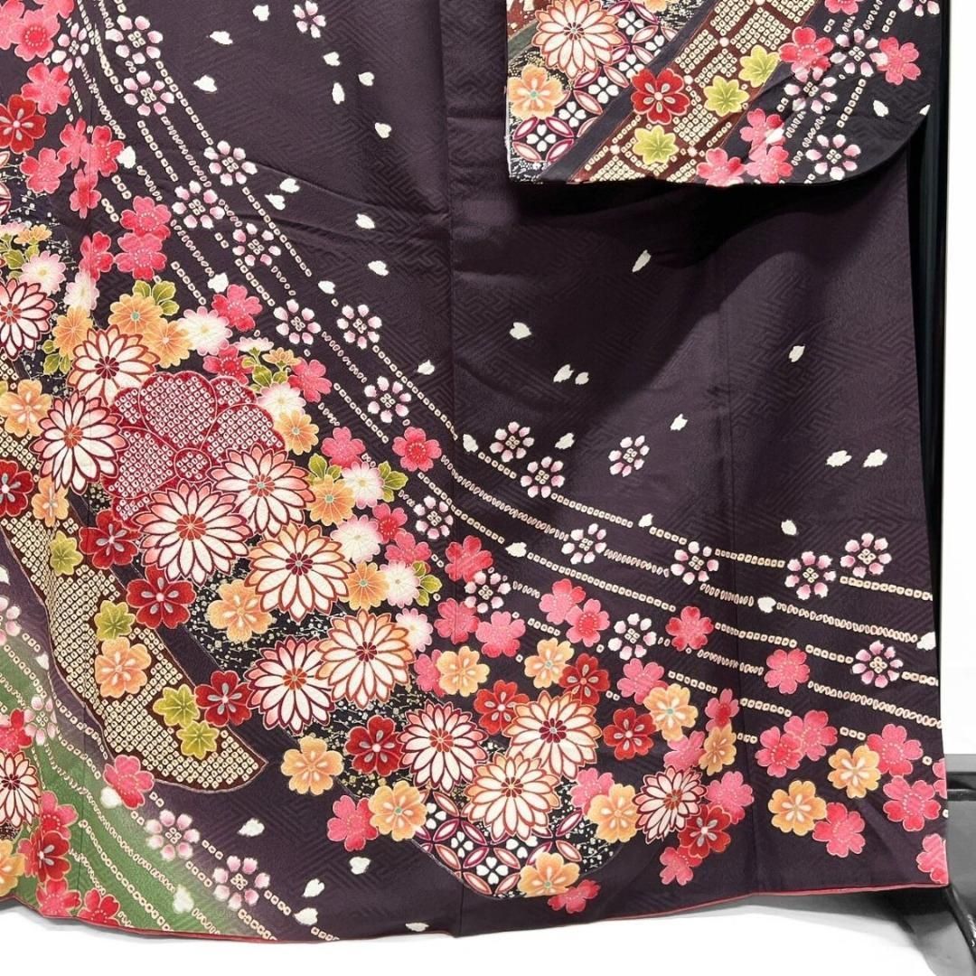 刺繍 菊花 桜花 花吹雪 鹿の子 楓 振袖 着物 014a p - メルカリ