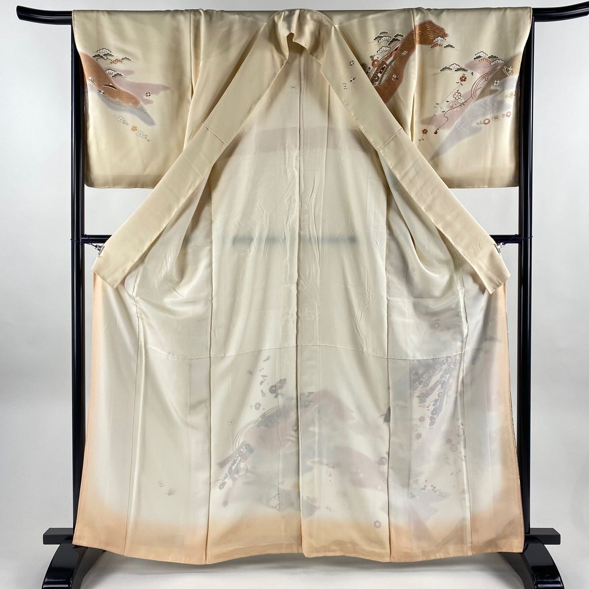 平和屋着物▽訪問着 単衣 草花文 暈し染め 金彩 正絹 逸品 未使用