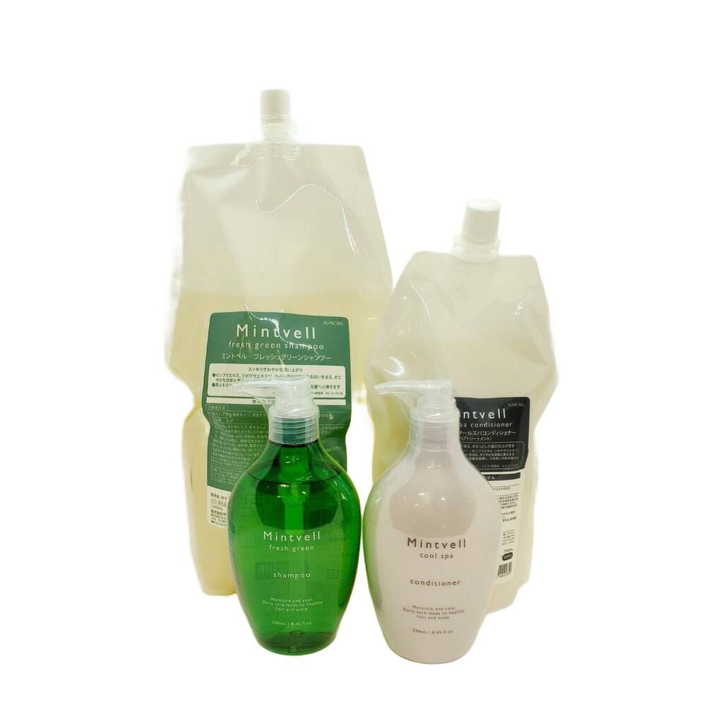 4点セット サンコール ミントベル フレッシュグリーン シャンプー 250ml 1900ml スパコンディショナー 250ml 700ml