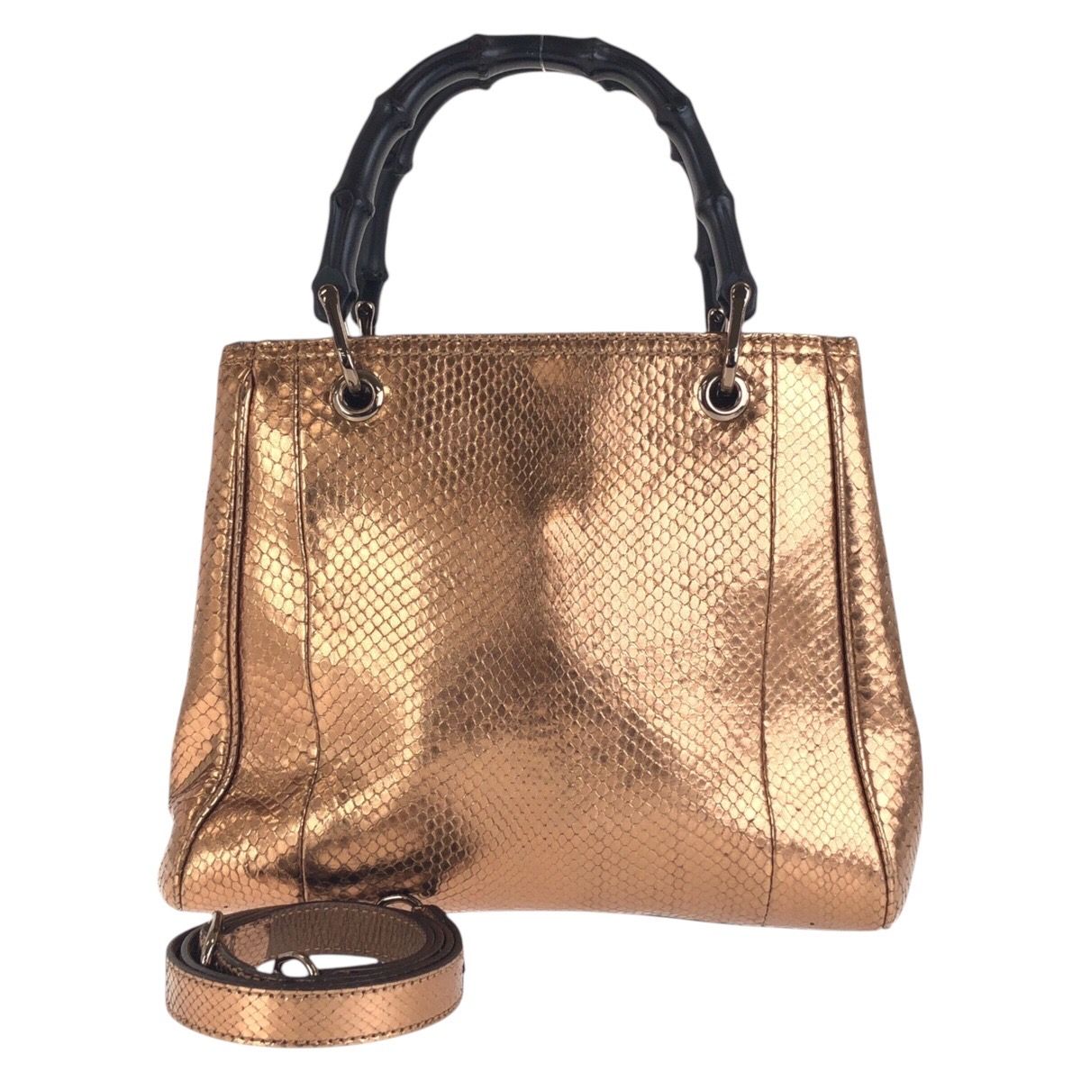 美品 GUCCI グッチ バンブー ショッパー スモール ブラウン ブロンズ  