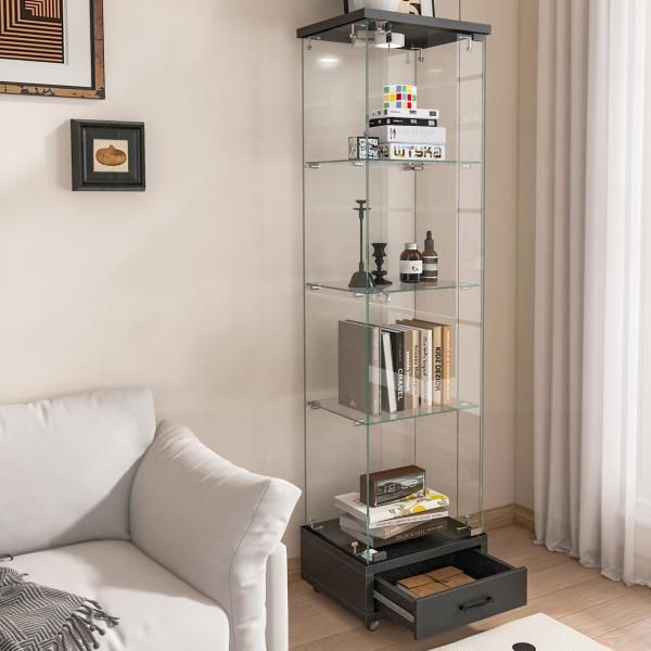 ブラック ガラスディスプレイキャビネット