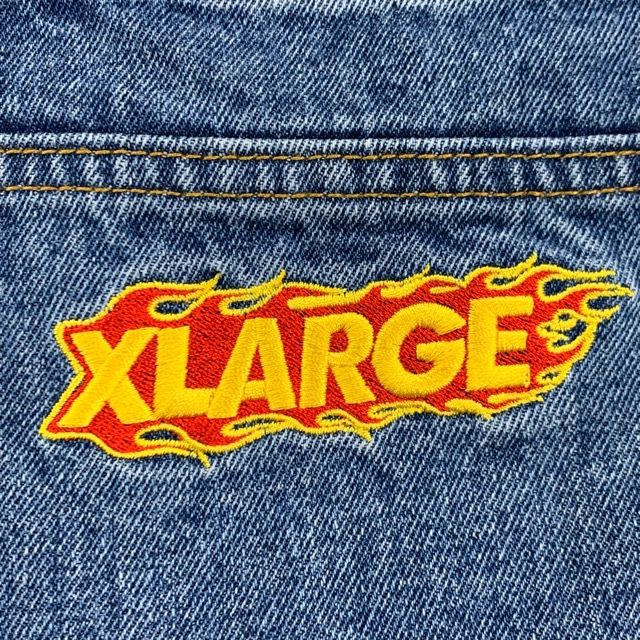XLARGE フレイム　炎　デニム　ハーフパンツ XLARGE フレイム 炎 デニム ハーフパンツ - メルカリ