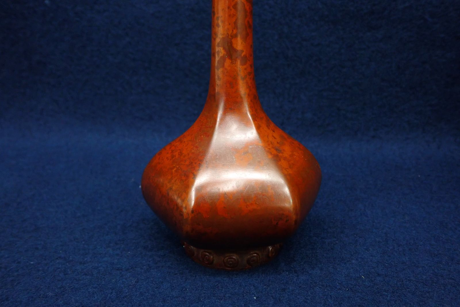 金工師 ファッション 一ノ瀬宗辰 紫銅淡々斎好鶴首亀甲 花入 /花瓶