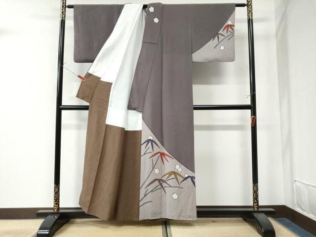 平和屋着物●染色の魔術師 染乃座 大久保玄才 そめのざ玄才 訪問着 笹梅文 金彩 正絹 CAAW8306yc