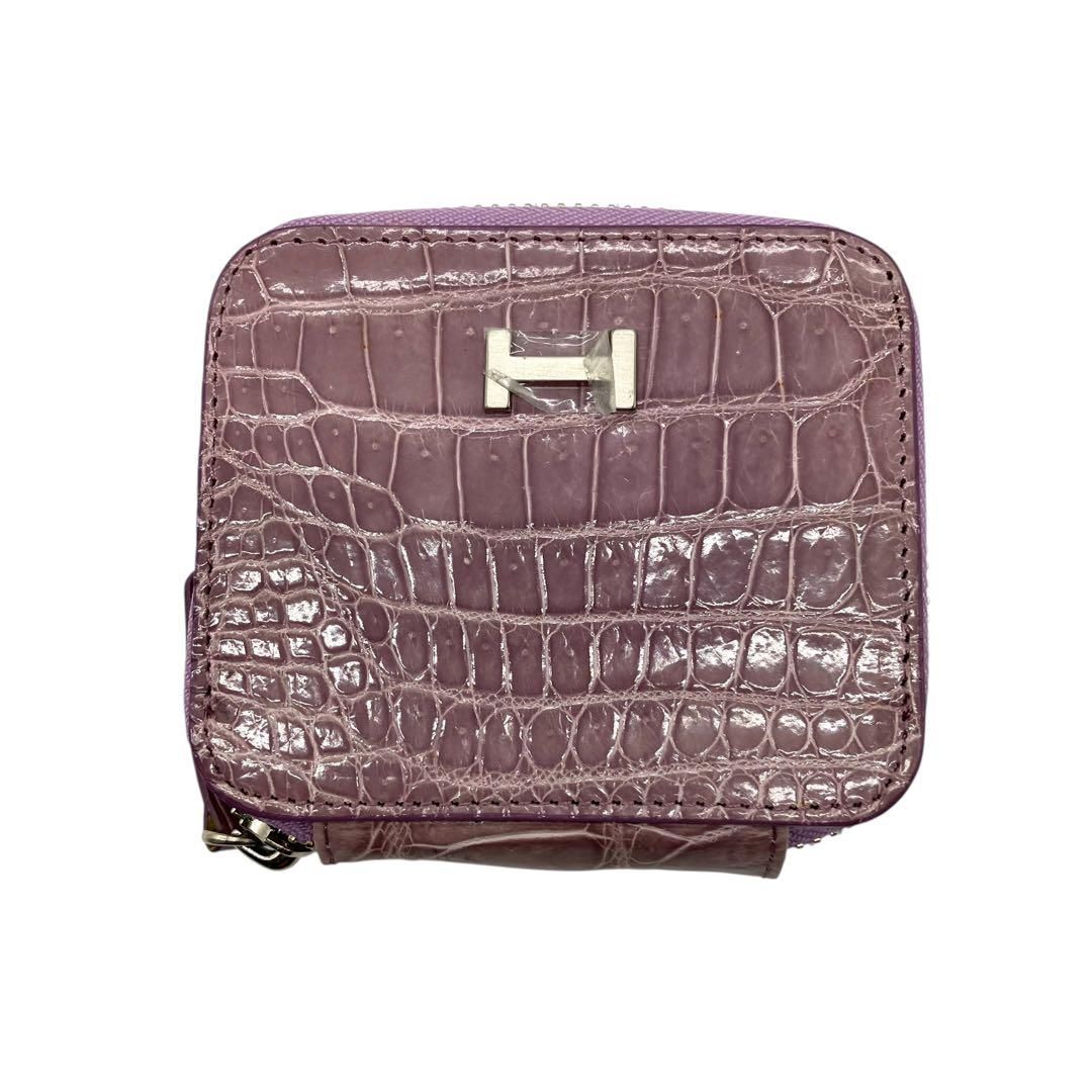 未使用 2025 HAMANO リアルクロコダイル コンパクトウォレット 紫 未使用 2025 HAMANO リアルクロコダイル コンパクトウォレット 紫
