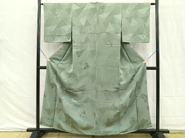 平和屋着物□上質な小紋 舞蝶花鳥文 暈し染め 金彩 正絹