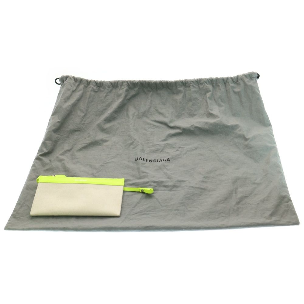 BALENCIAGA バレンシアガ ネイビーカバス ロゴプリント ハンドトートバッグ アイボリー イエロー 581292 WWW_KARIMZIABAT_FR