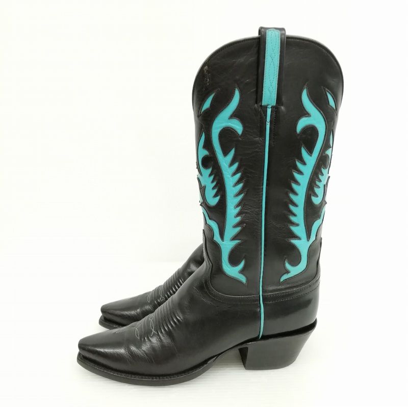 ルケーシー Lucchese レザー ウエスタン ブーツ 7 B ブラック ブルー