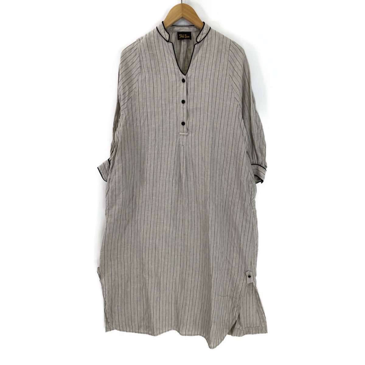 PALE JUTE ペールジュート ベージュ リネン ストライプ シャツ 