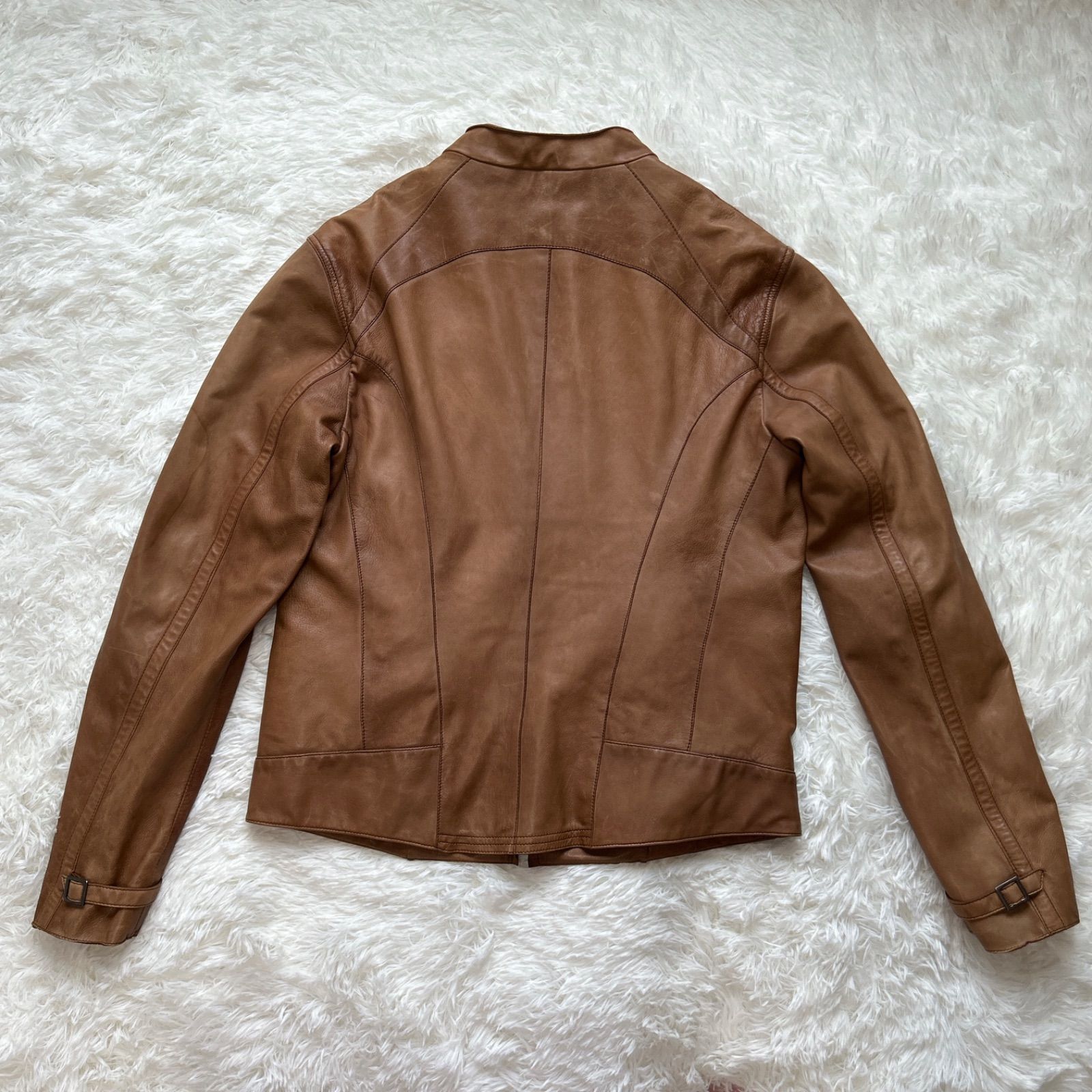 Emporio Armani ブラウンレザーシングルライダース