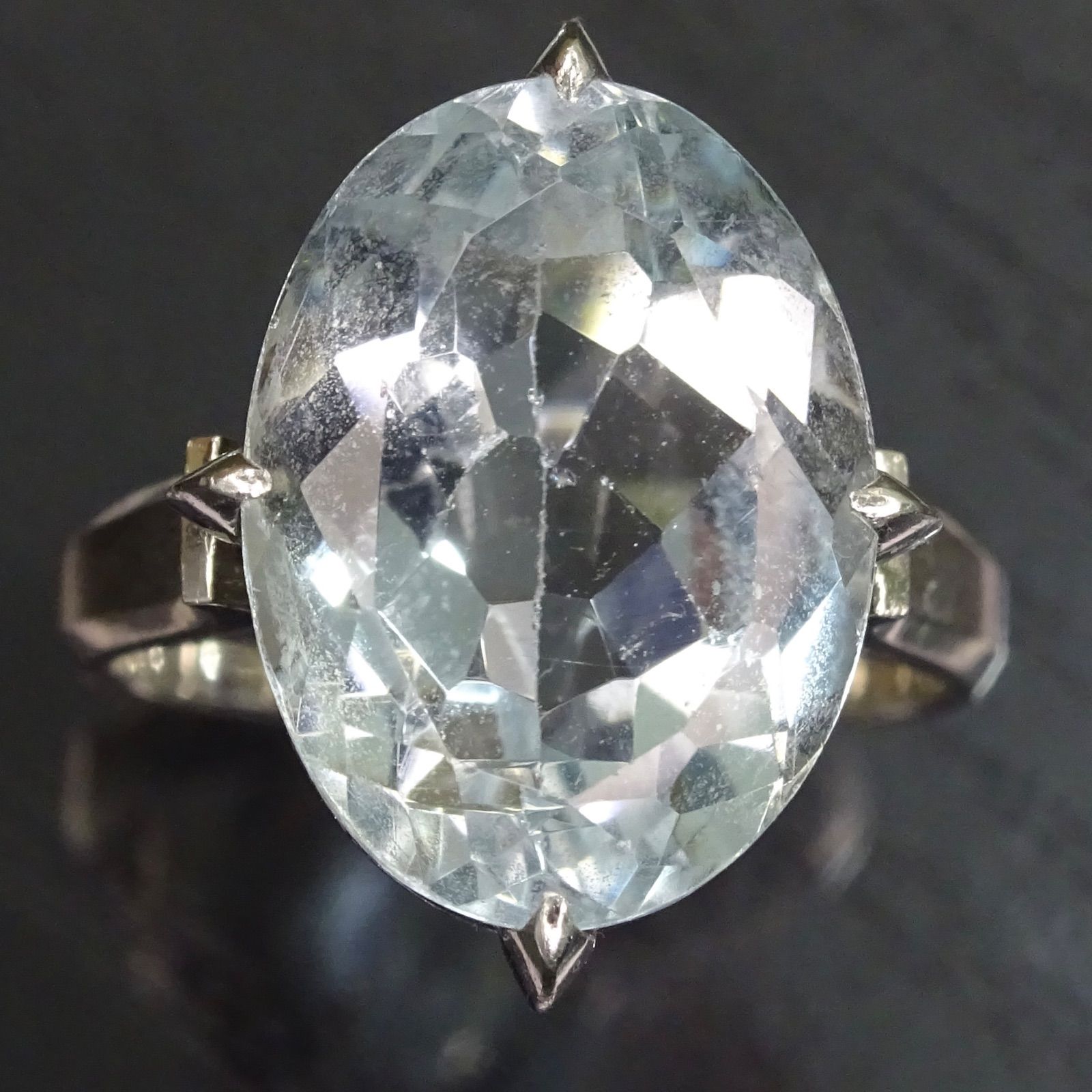 プラチナ pm900 大粒 アクアマリン18.0×13.9mm 1石 レトロ