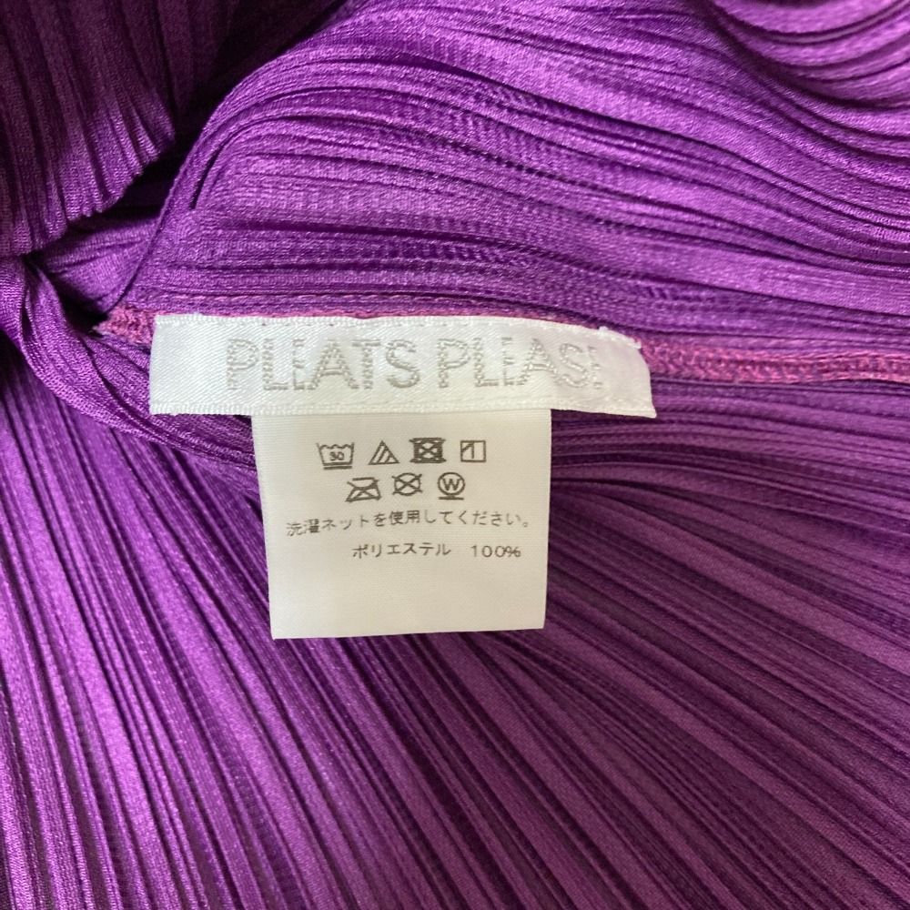 真香 プリーツプリーズ 音符 トップス 長袖 パープル系 イッセイミヤケ 新品同様 PLEATS PLEASE ISSEY MIYAKE プリーツプリーズ