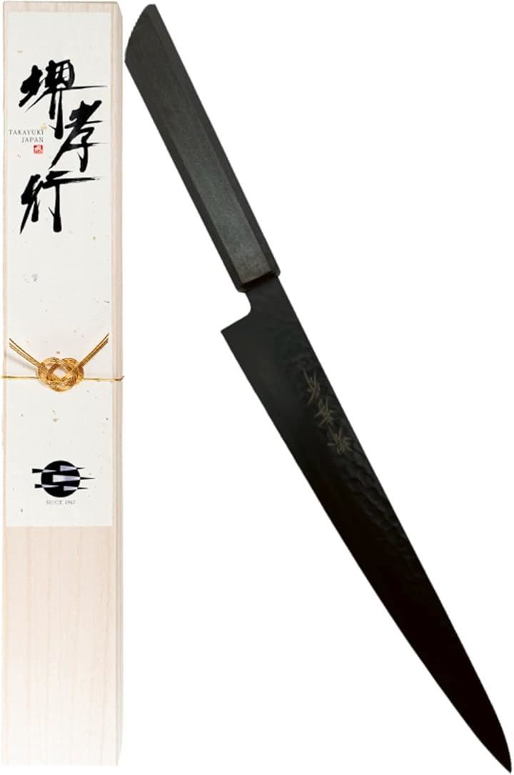 KitcheNavi 堺孝行 プロの料理人が愛用する包丁ブランド 朗黒 筋引き 240mm V金10号 vg10 青木刃物製作所 型番r24004