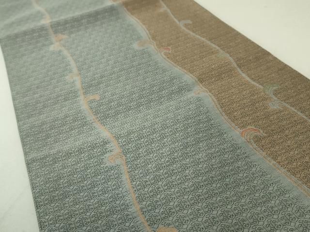 平和屋着物○本場筑前博多織 六通柄袋帯 紹巴 宗洋 唐草間道 証紙付き