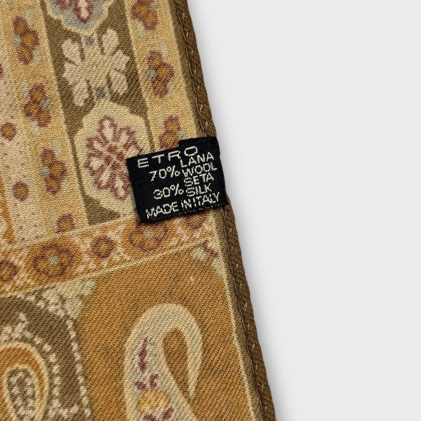 ETROエトロ ストール ペイズリー柄 シルクシフォン ベージュブラウン 極美品！ETRO エトロ ペイズリー柄 ストール スカーフ ショール