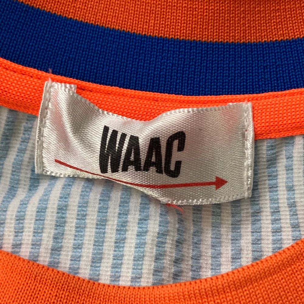 サイズ：1 WAAC ワック  シアサッカー ノースリーブワンピース  ブルー系 [240101479988] ゴルフウェア レディース ストスト サイズ：1 WAAC ワック シアサッカー ノースリーブワンピース